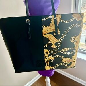 Versace Jeans Couture Collection Black and Yellow large Tote bad handbag